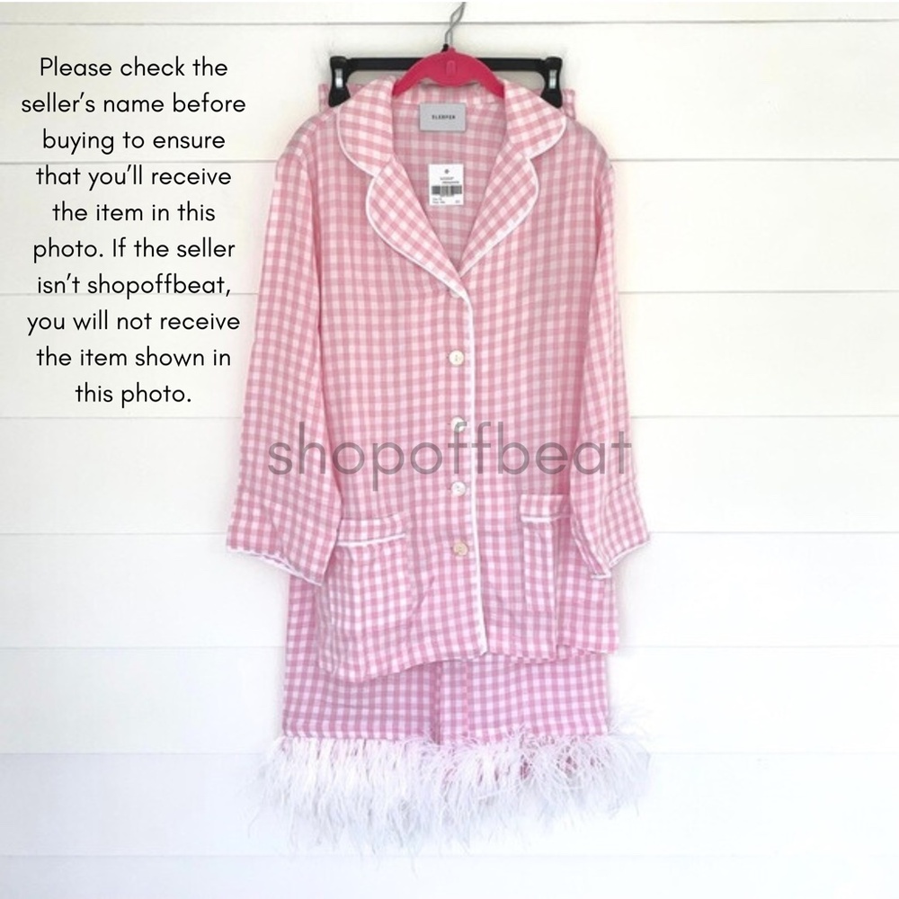NEW Sleeper Party Pajama Set with Feathers Pink Vichy Medium - Picture 14 of 17